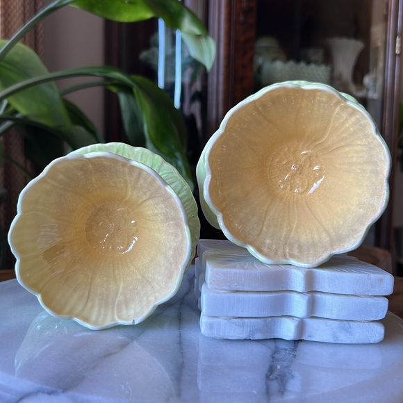 Antique Pair of Royal Winton Lotus Lusterware Bowls Attached Handle Saucer Plate - Picture 10 of 16